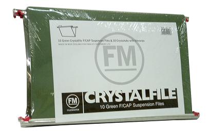 F/CAP CRYSTALFILE PK 10 GREEN SUSPENSION FILES